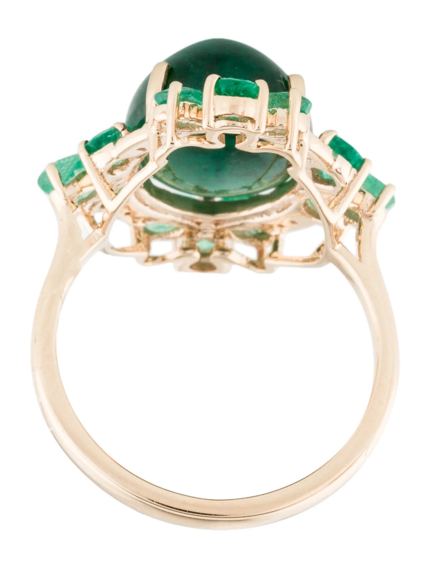 14K 9.56ctw Emerald & Diamond Cocktail Ring