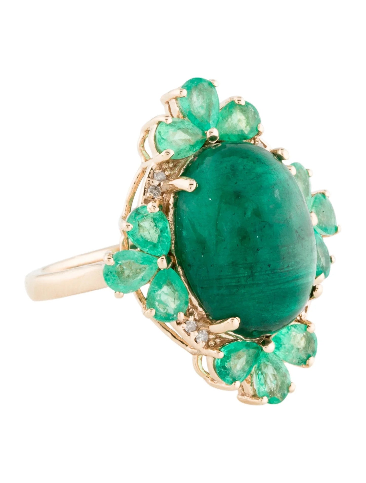 14K 9.56ctw Emerald & Diamond Cocktail Ring
