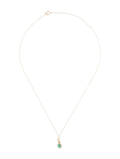 14K Emerald & Diamond Pendant Necklace