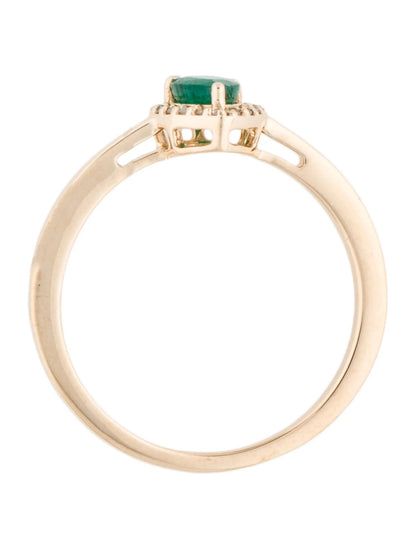 14K Emerald & Diamond Cocktail Ring