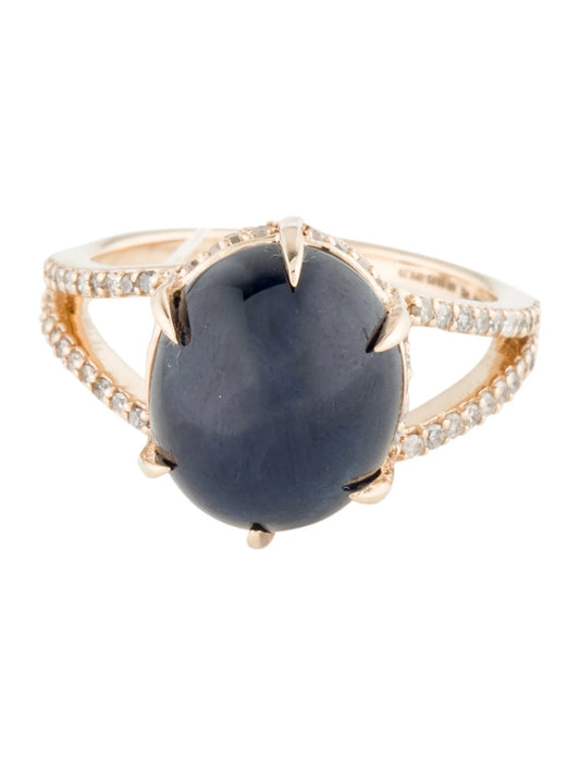 14K 10.23ct Sapphire & Diamond Cocktail Ring