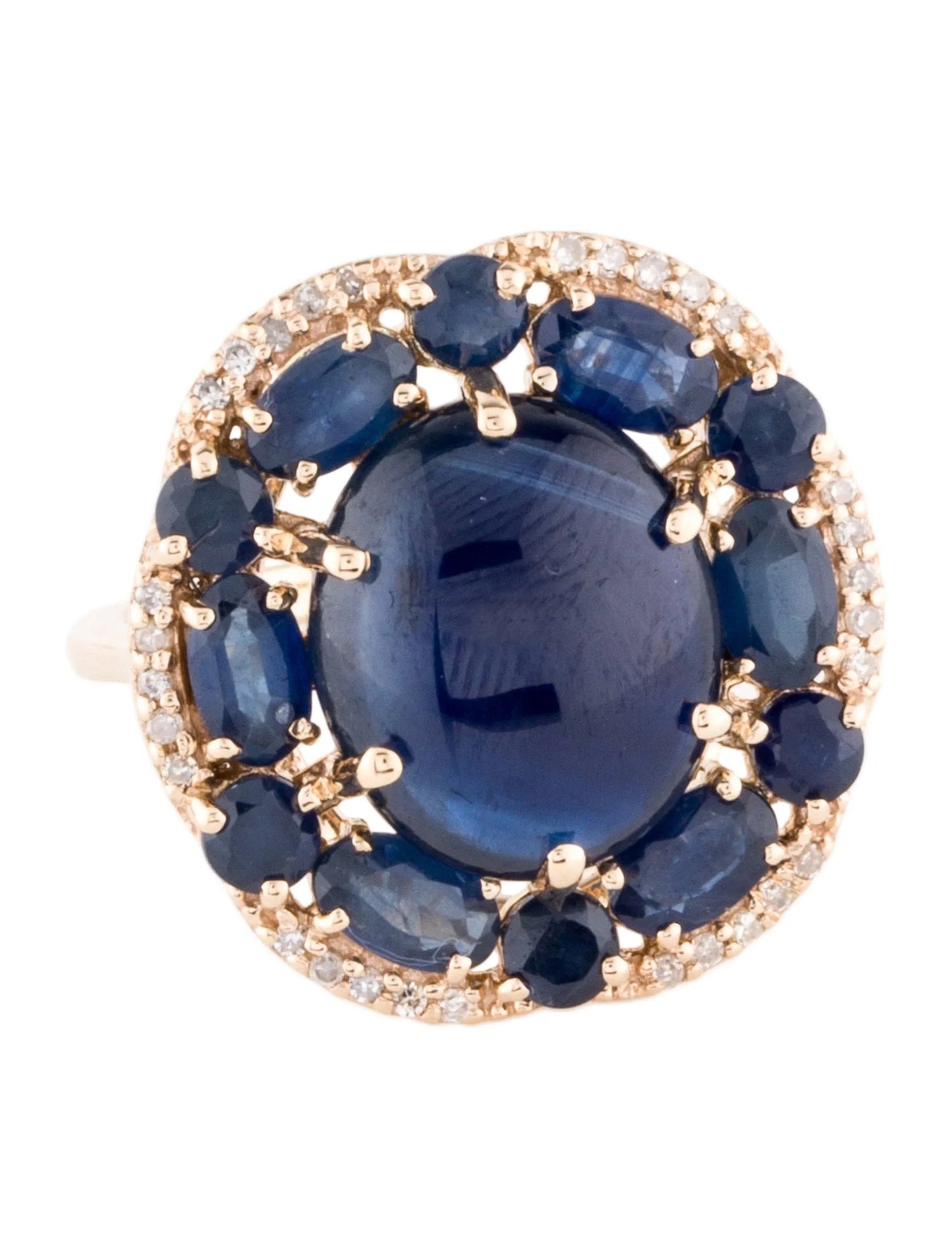 14K 10.39ctw Sapphire & Diamond Cocktail Ring