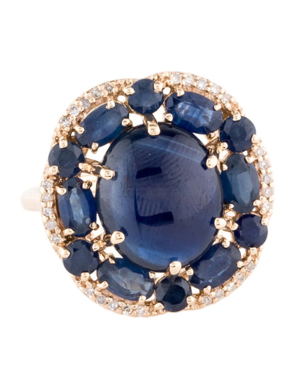 14K 10.39ctw Sapphire & Diamond Cocktail Ring