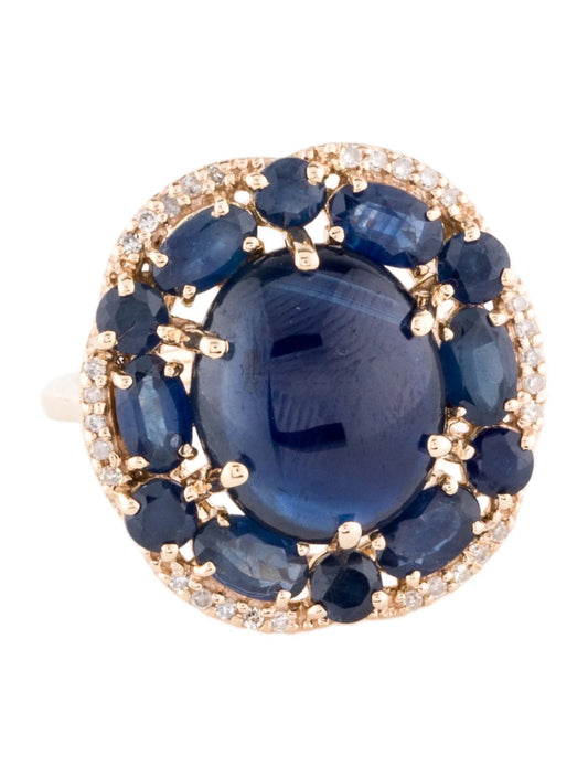 14K 10.39ctw Sapphire & Diamond Cocktail Ring