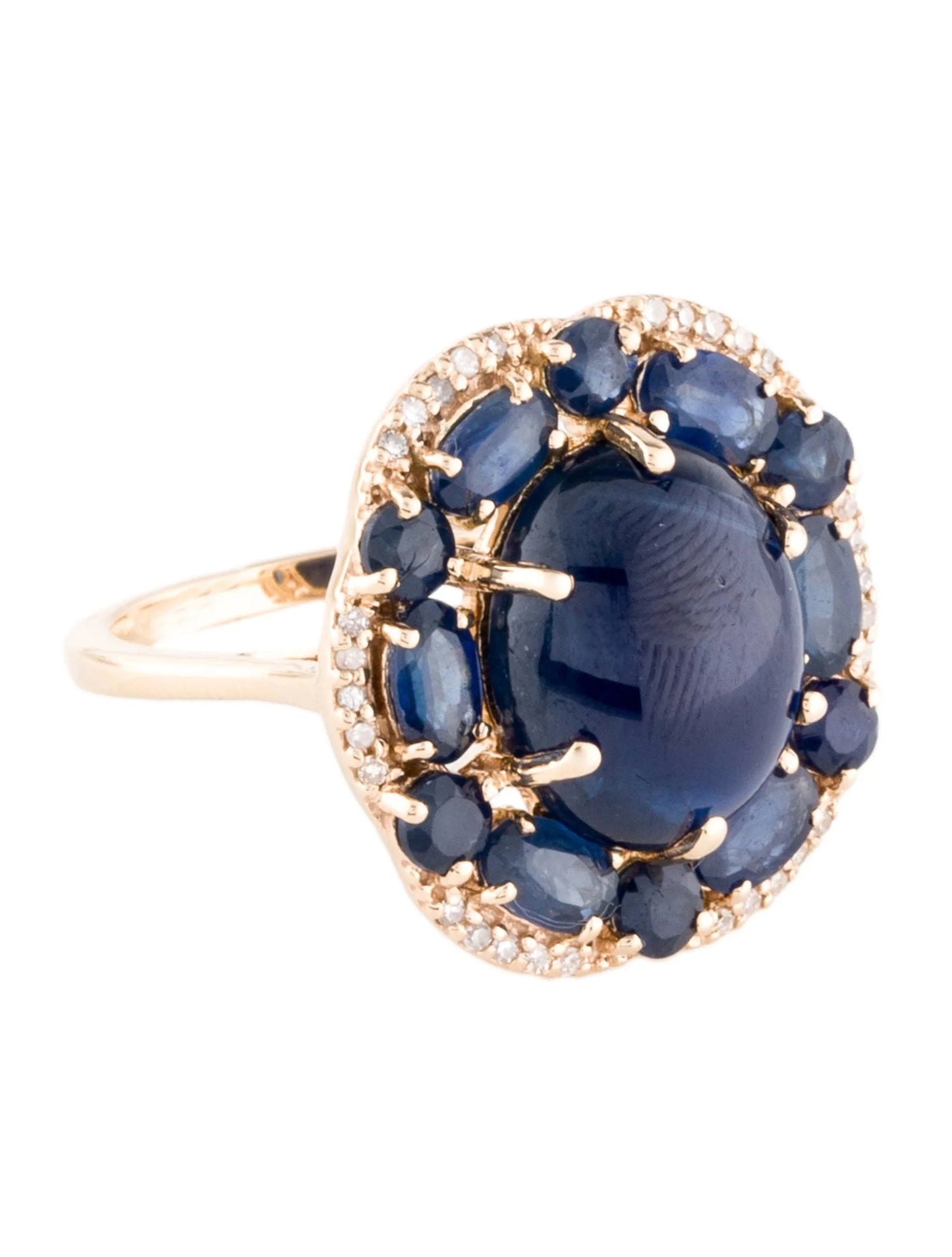 14K 10.39ctw Sapphire & Diamond Cocktail Ring