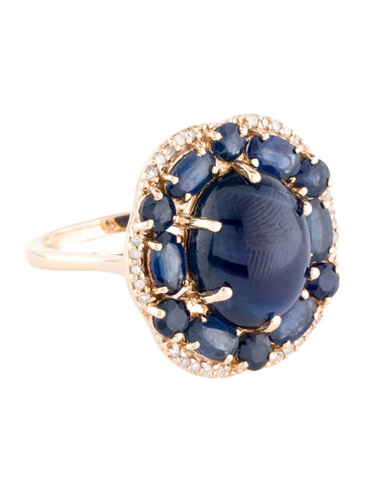 14K 10.39ctw Sapphire & Diamond Cocktail Ring