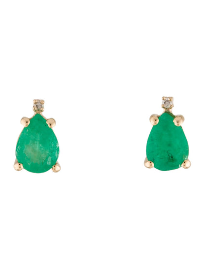 14K 1.40ctw Emerald & Diamond Stud Earrings