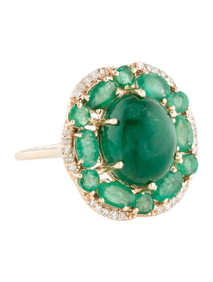 14K 8.31ctw Emerald & Diamond Cocktail Ring