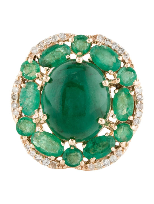 14K 8.31ctw Emerald & Diamond Cocktail Ring