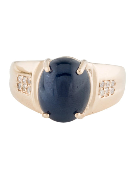 14K 6.43ct Sapphire & Diamond Cocktail Ring