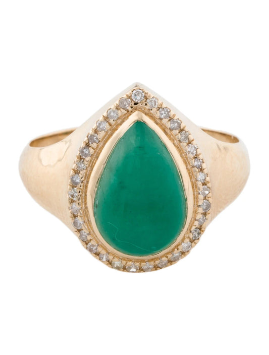 14K 3.47ct Emerald & Diamond Cocktail Ring