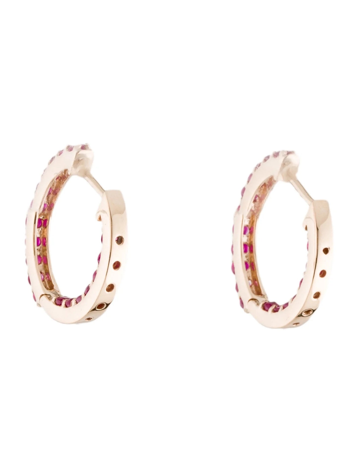 14K 1.26ctw Ruby Inside-Out Hoop Earrings