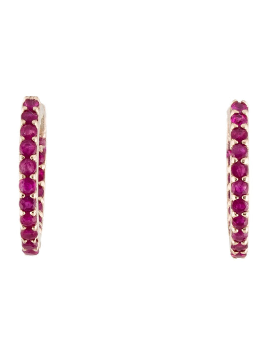 14K 1.26ctw Ruby Inside-Out Hoop Earrings