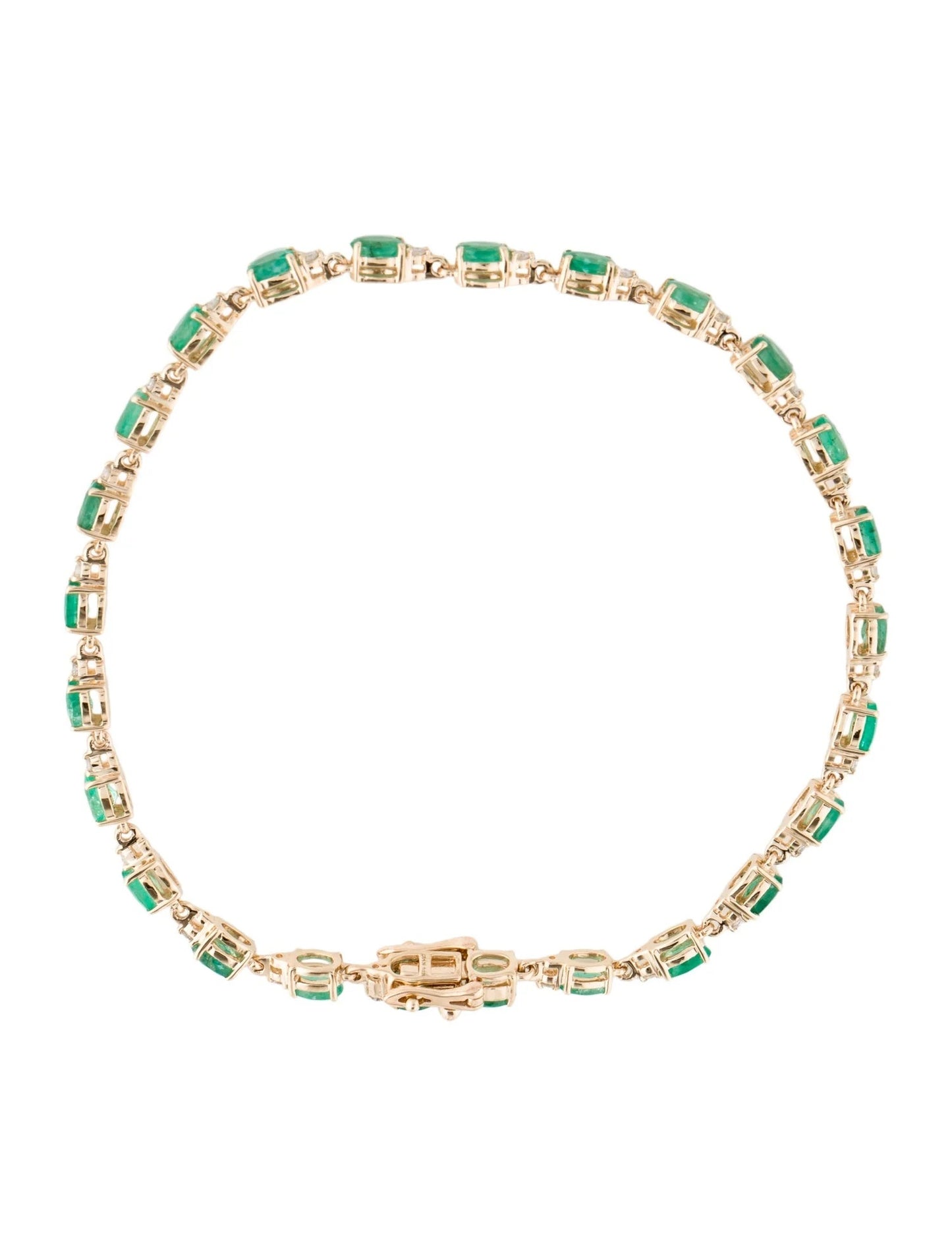 14K 5.09ctw Emerald & Diamond Link Bracelet