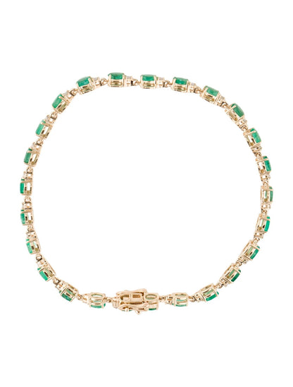 14K 5.09ctw Emerald & Diamond Link Bracelet