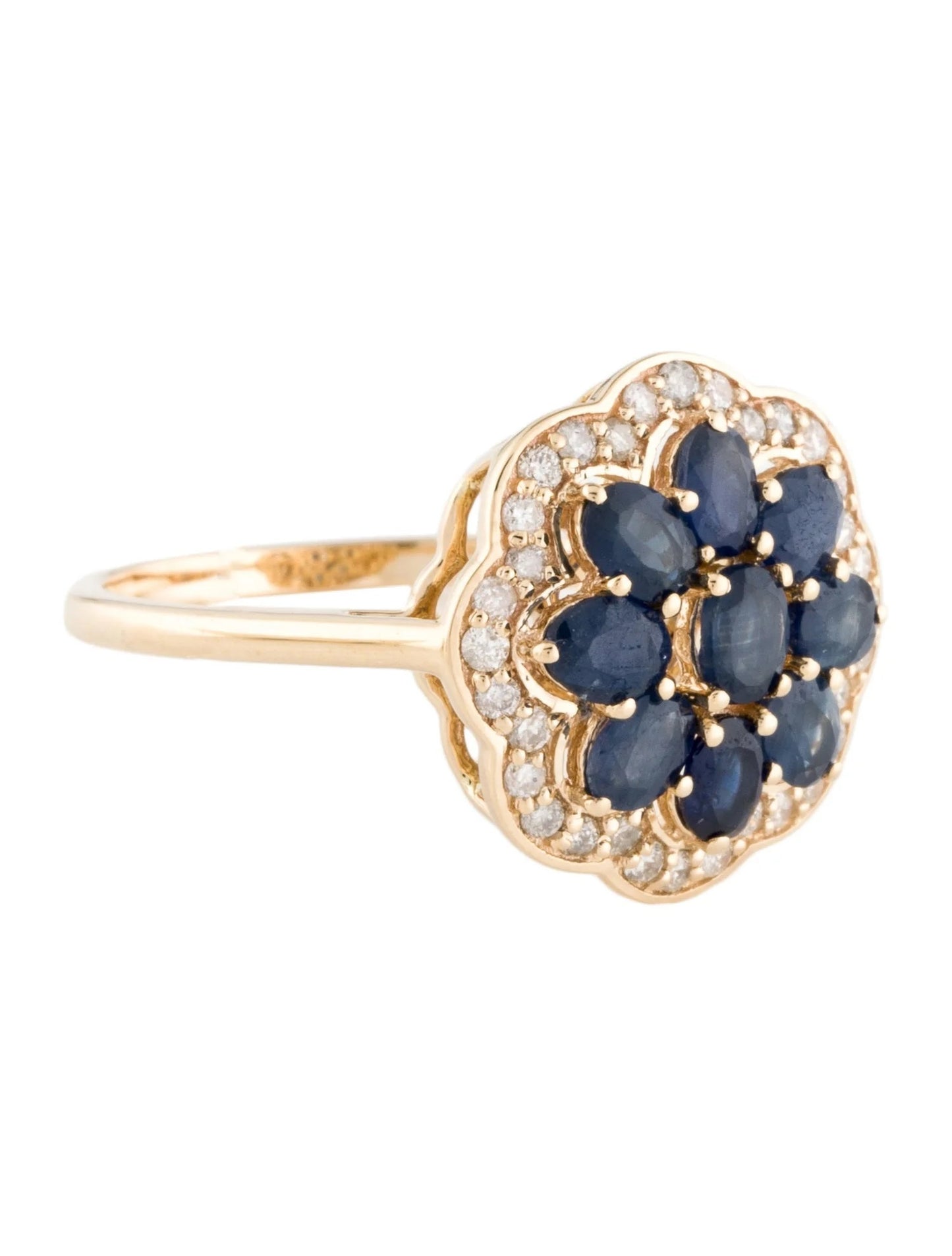 14K Sapphire & Diamond Cocktail Ring