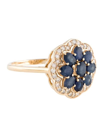14K Sapphire & Diamond Cocktail Ring