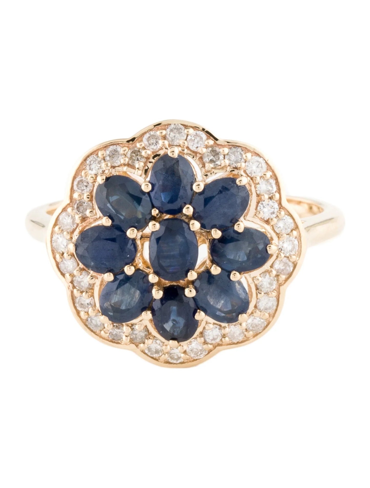 14K Sapphire & Diamond Cocktail Ring