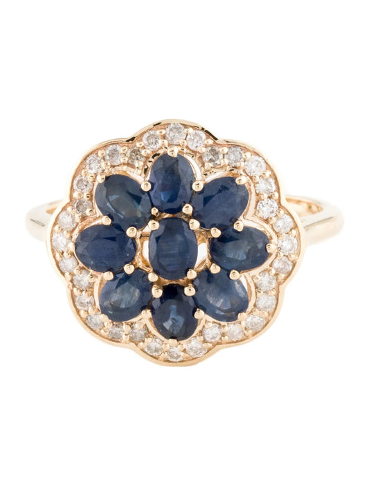 14K Sapphire & Diamond Cocktail Ring