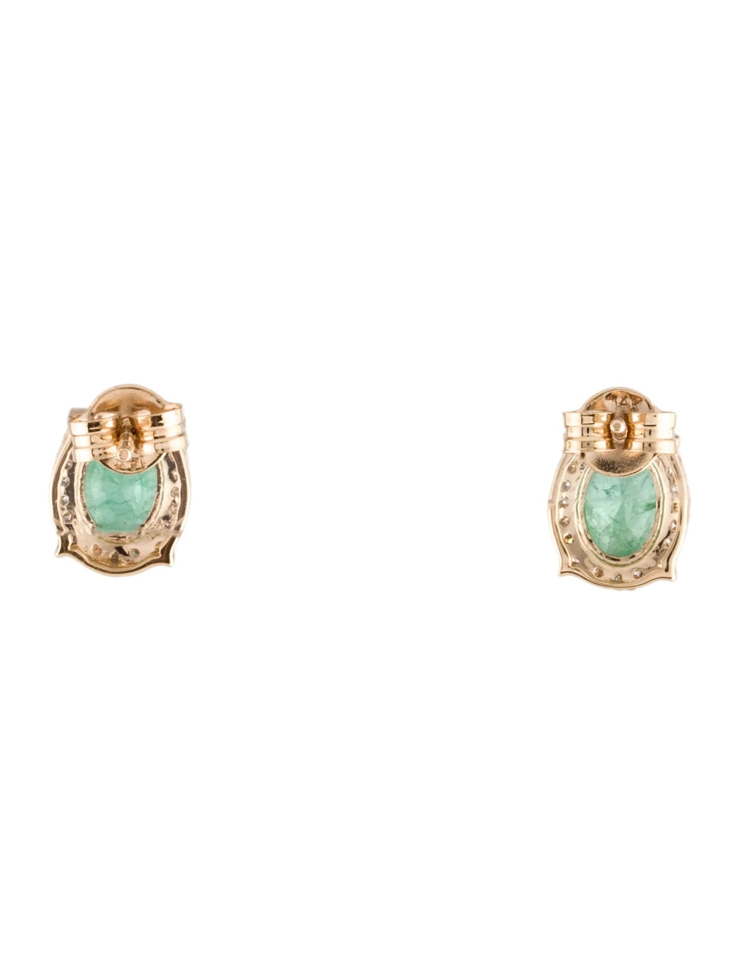 14K 1.32ctw Emerald & Diamond Stud Earrings