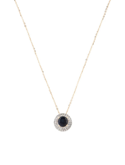 14K Sapphire & Diamond Pendant Necklace