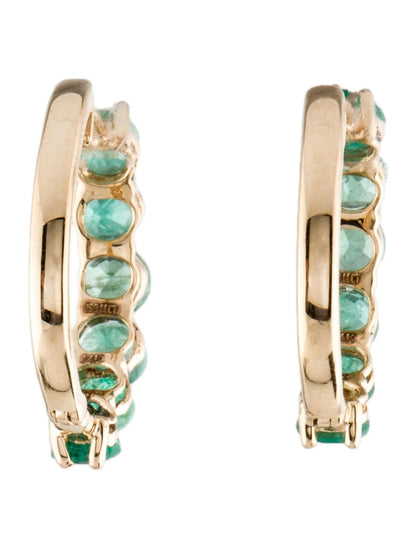 14K Emerald Hoop Earrings
