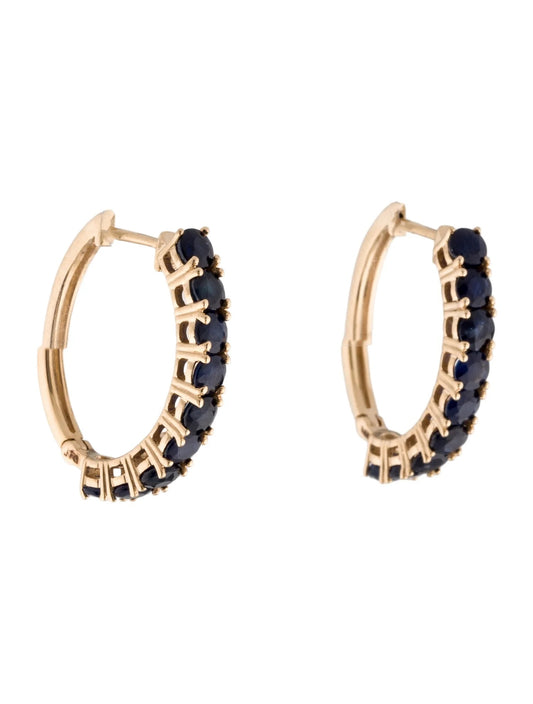 14K 3.12ctw Sapphire Hoop Earrings