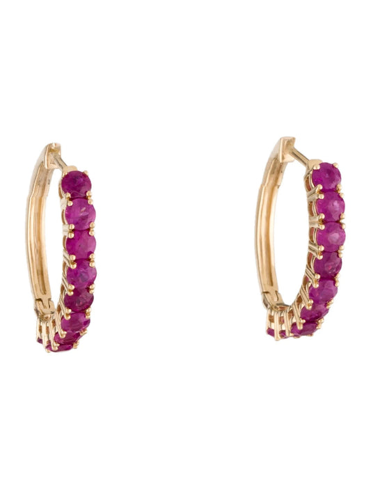 14K Ruby Hoop Earrings