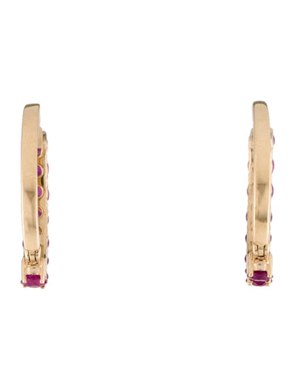 14K Ruby Hoop Earrings