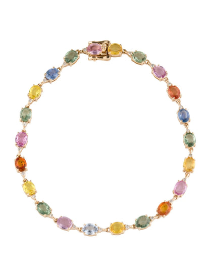 14K 8.44ctw Sapphire & Diamond Link Bracelet