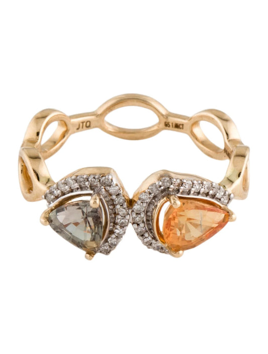 14K Multi Sapphire & Diamond Cocktail Ring