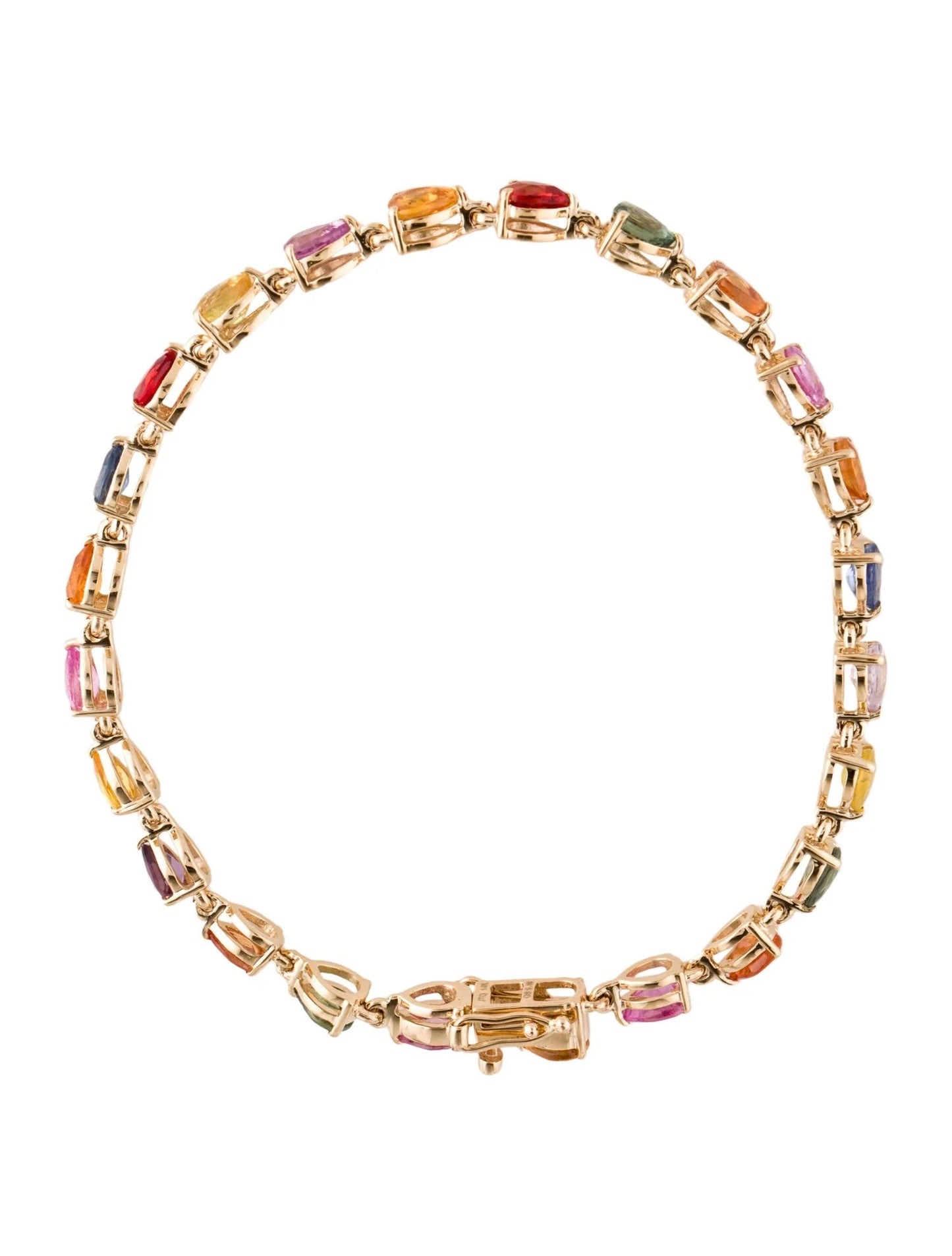 14K Multicolor 9.49ctw Sapphire Link Bracelet