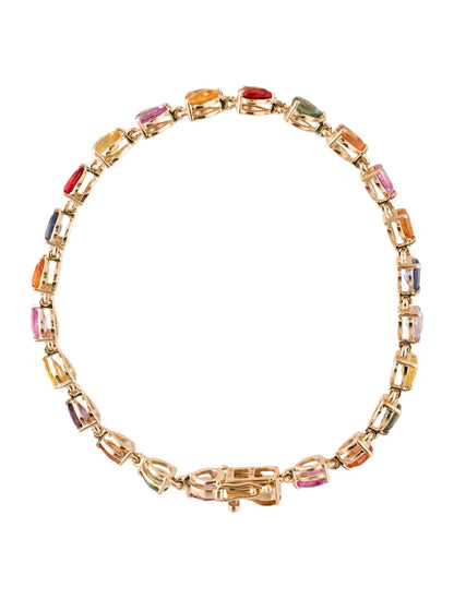 14K Multicolor 9.49ctw Sapphire Link Bracelet