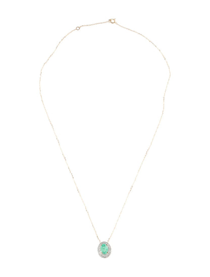 14K Emerald & Diamond Pendant Necklace