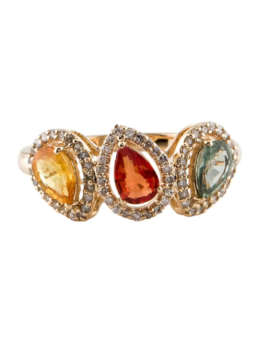 14K 1.29ctw Sapphire & Diamond Cocktail Ring