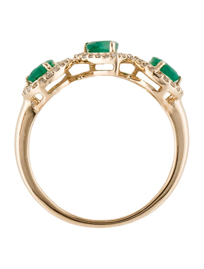 14K Emerald & Diamond Cocktail Ring