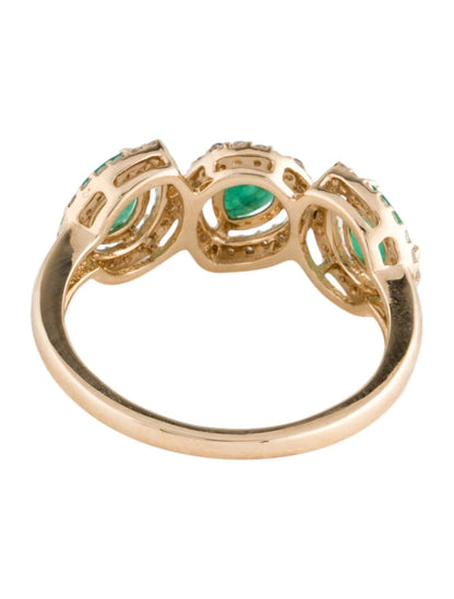 14K Emerald & Diamond Band