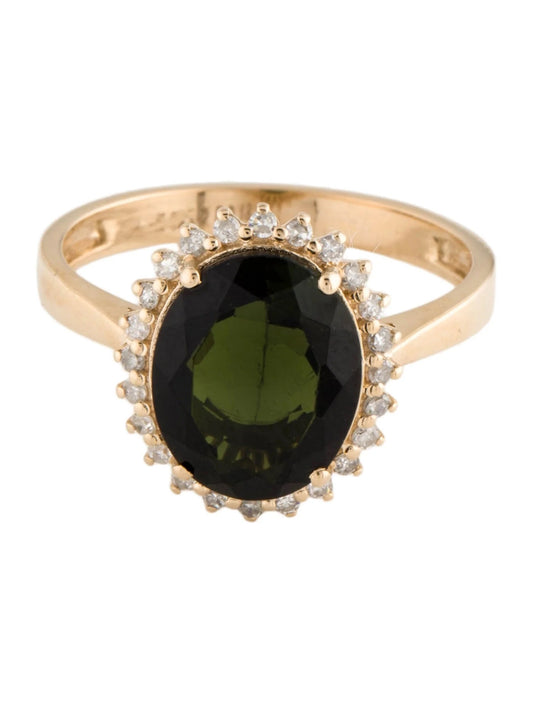 14K 3.42ctw Tourmaline & Diamond Cocktail Ring
