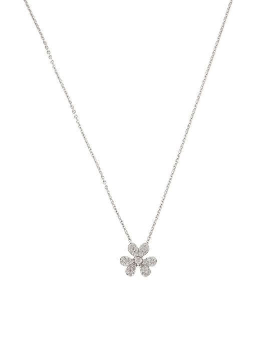 18K Diamond Floral Pendant Necklace