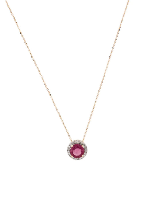 14K 1.09ct Tourmaline & Diamond Pendant Necklace