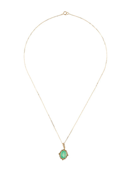 14K Emerald & Diamond Pendant Necklace