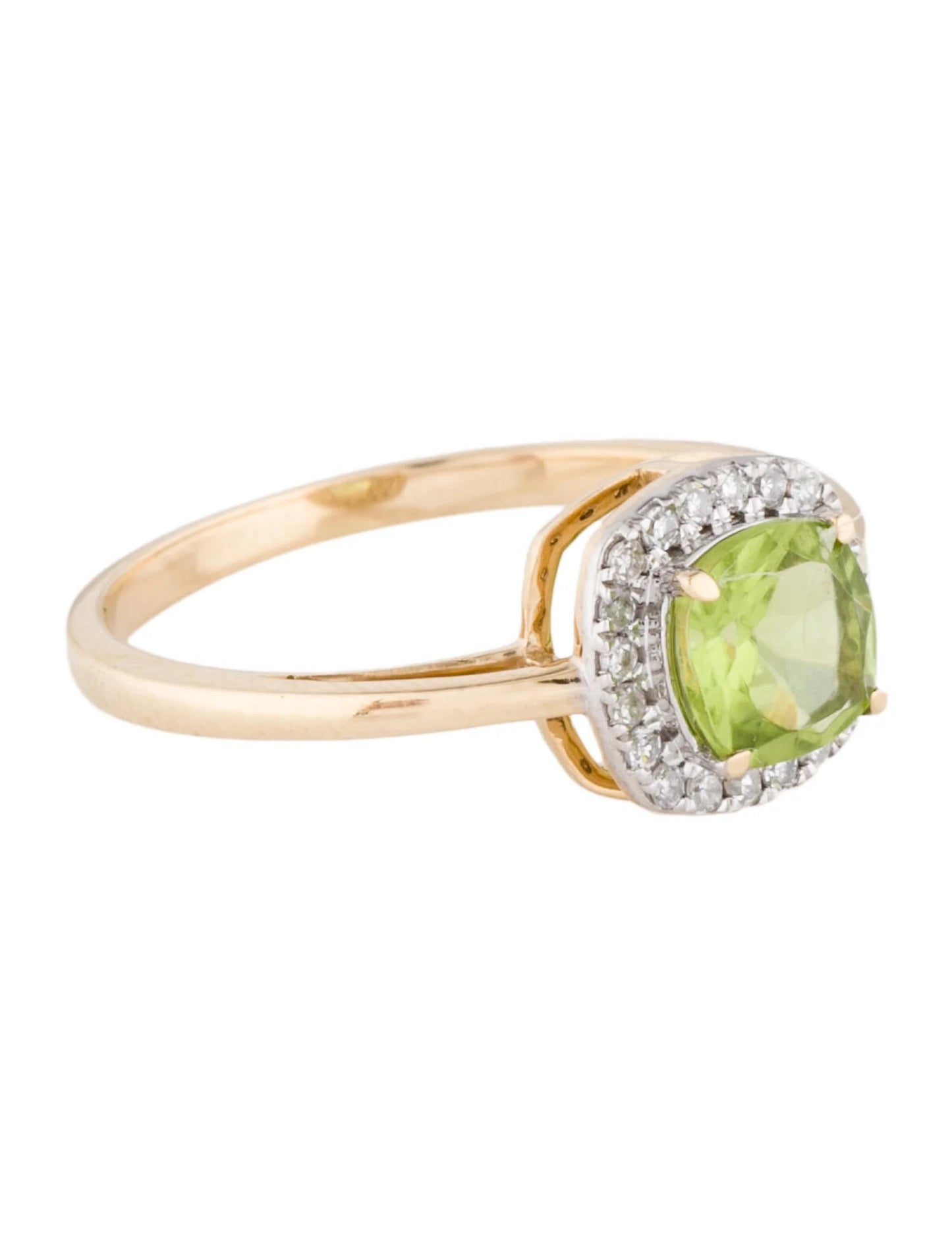 14K 1.23ct Peridot & Diamond Cocktail Ring