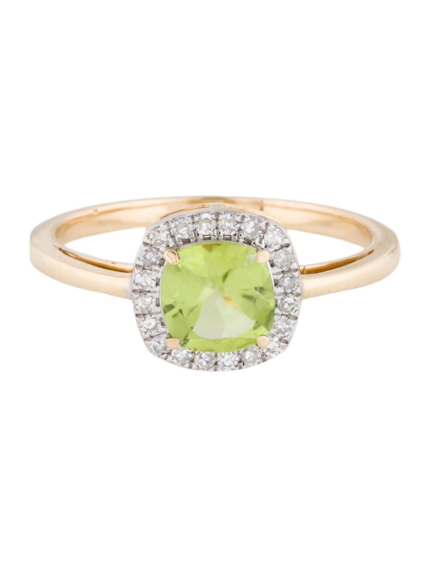 14K 1.23ct Peridot & Diamond Cocktail Ring