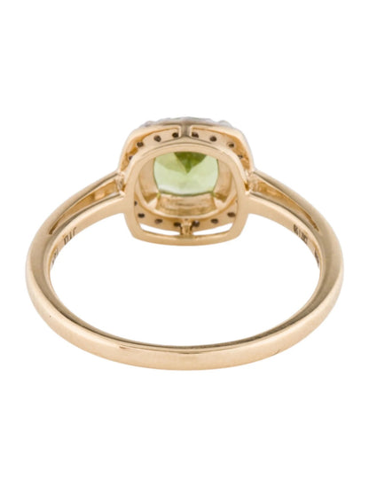 14K 1.23ct Peridot & Diamond Cocktail Ring