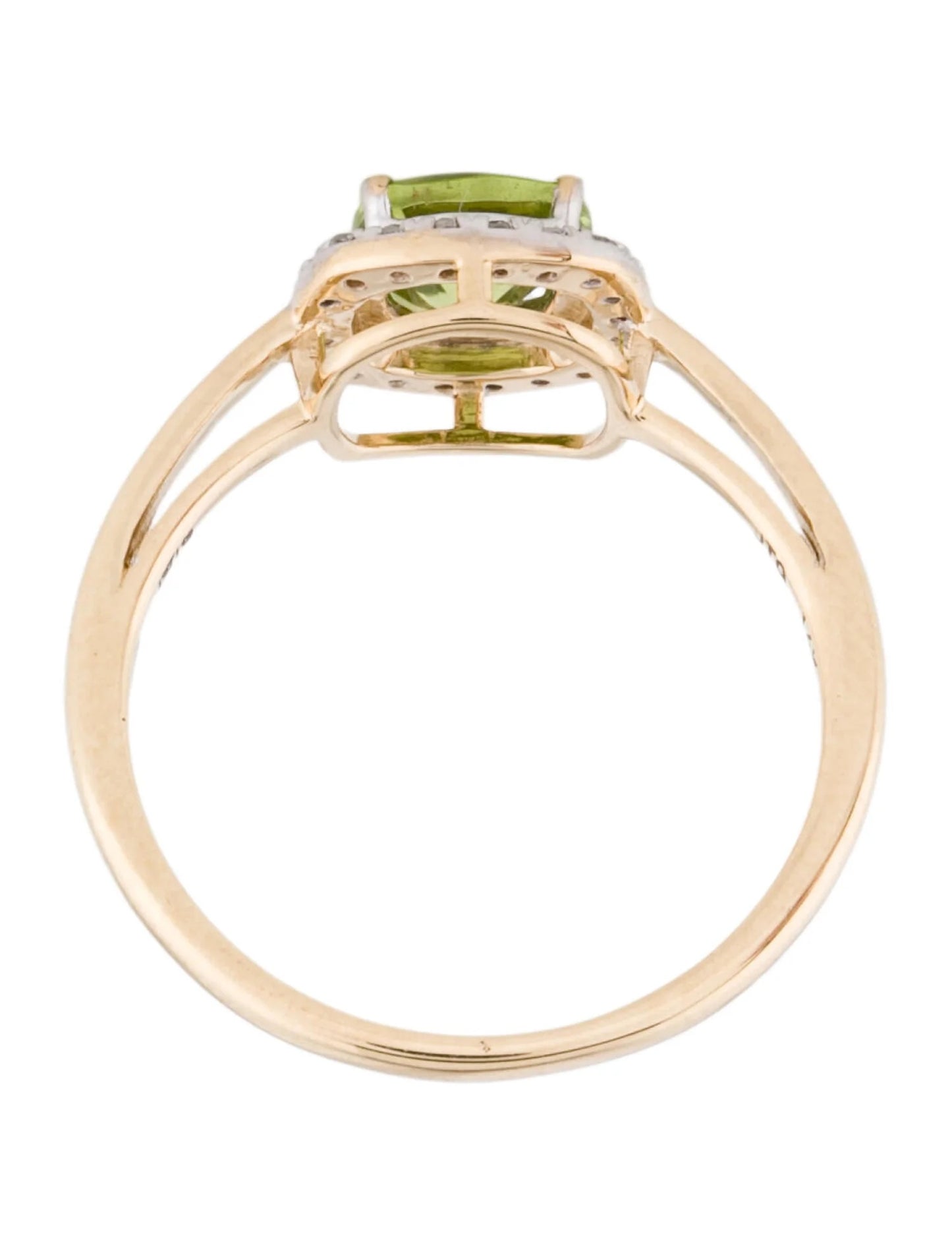 14K 1.23ct Peridot & Diamond Cocktail Ring