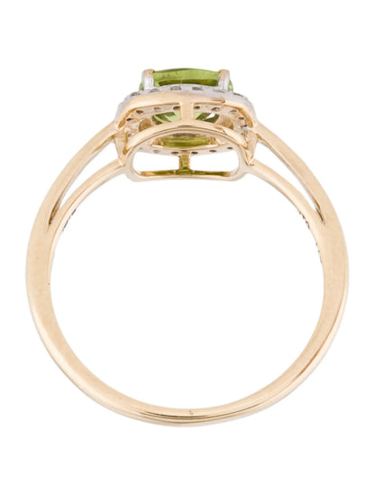 14K 1.23ct Peridot & Diamond Cocktail Ring