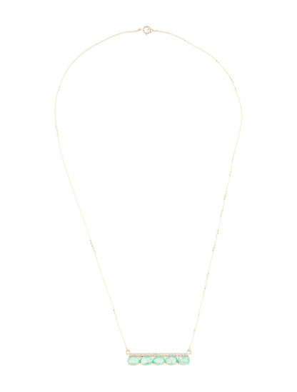 14K Emerald & Diamond Bar Necklace