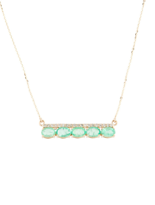 14K Emerald & Diamond Bar Necklace