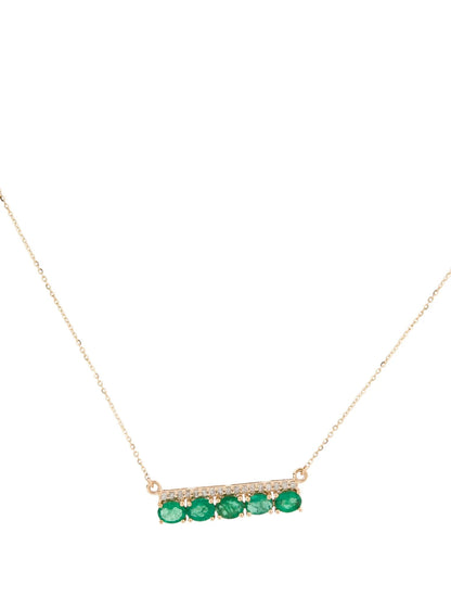 14K Emerald & Diamond Bar Pendant