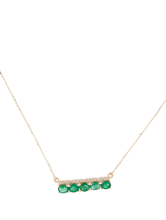14K Emerald & Diamond Bar Pendant
